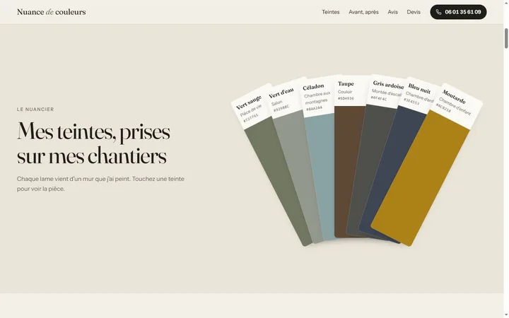 Démo Nuance de couleurs : « Mes teintes, prises sur mes chantiers », le nuancier.