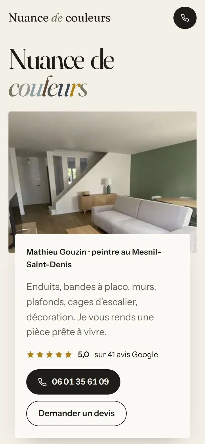 La même démo sur téléphone.