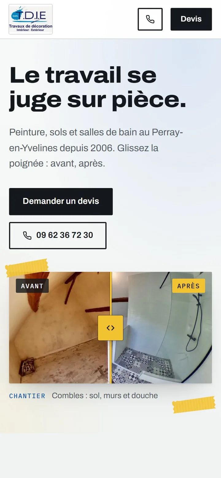 La proposition Chantier sur téléphone.