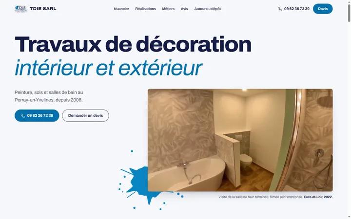 Proposition Nuancier : « Travaux de décoration, intérieur et extérieur », une salle de bain.